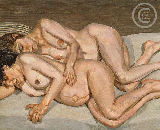 Lucian Freud "Annie and Alice" 1975 Oil on Canvas 22.5cmx27cm
