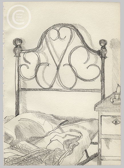 Lucian Freud 'Bedhead' c1970 Pencil on Paper 25.4cmx18cm
