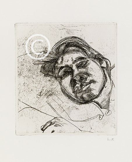 Lucian Freud "Bella (2nd version)" 1982 Etching (ed of 25) 14.5cmx13.3cm