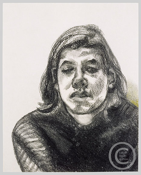 Lucian Freud 'Bella' 1990 Charcoal and Pastel on Paper 25cmx20cm