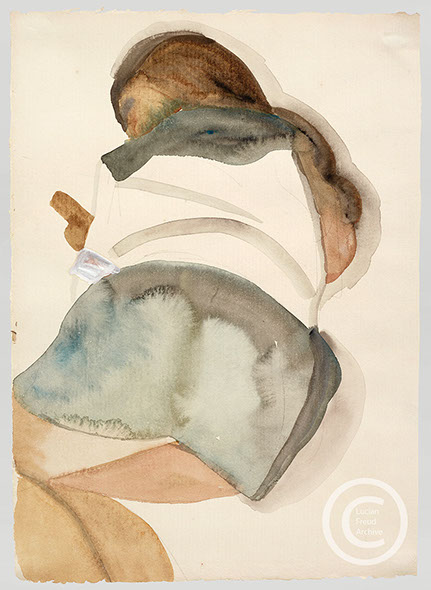 Lucian Freud 'Child Resting (ll)' 1961 Watercolour and Pencil on Paper 34.3cmx24.6cm