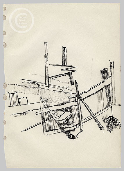 Lucian Freud 'Children's Playground' 1975 Ink on Paper 25.4cmx17.9cm