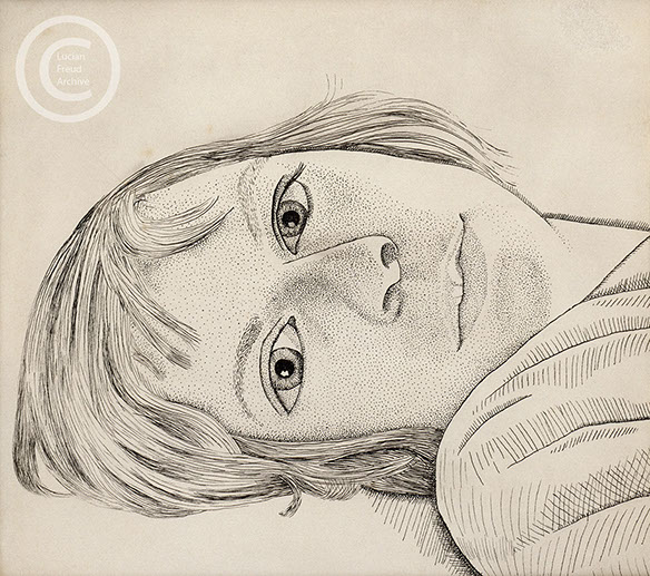 Lucian Freud 'Drawing from Flyda' 1947 Ink on Paper 12.7cmx13.9cm