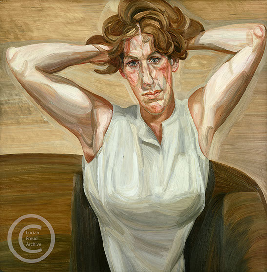 Lucian Freud "Figure with Bare Arms" 1961-1962 Oil on Canvas 91cm x 91cm