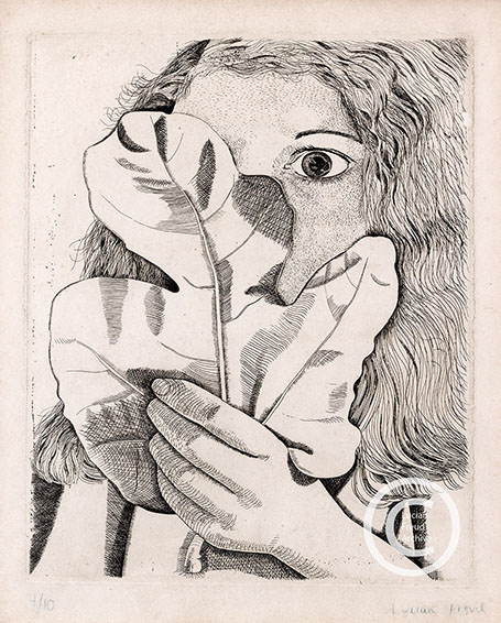 Lucian Freud "Girl with Fig Leaf" 1948 Etching (ed of 10) 29.8cmx23.8cm