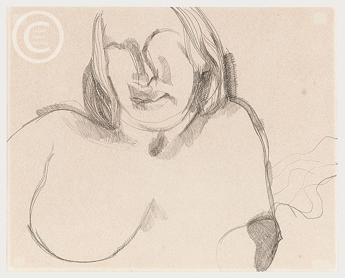 Lucian Freud 'Head and Shoulders of a Girl' 1977 Pencil on Paper 19.6cmx24.7cm