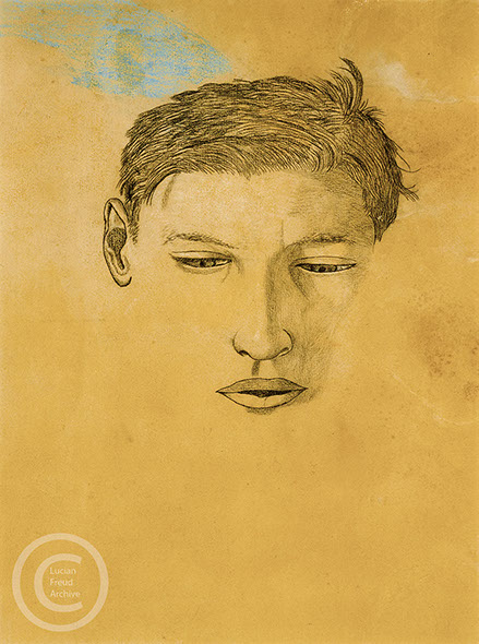 Lucian Freud 'Head of a Boy' 1953 Charcoal and Chalk on Paper 33.5cmx25.5cm