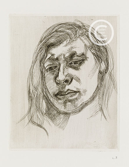 Lucian Freud "Head of a Girl 2" 1982 Etching (ed of 16) 16.2cmx13cm
