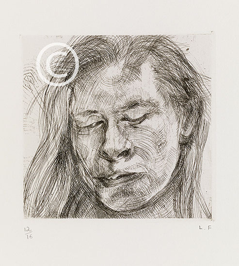 Lucian Freud "Head of a Girl l" 1982 Etching (ed of 16) 11.1cmx11.4cm