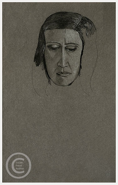Lucian Freud 'Head of a Woman' 1943 Conte on Paper 47.3cmx30.1cm