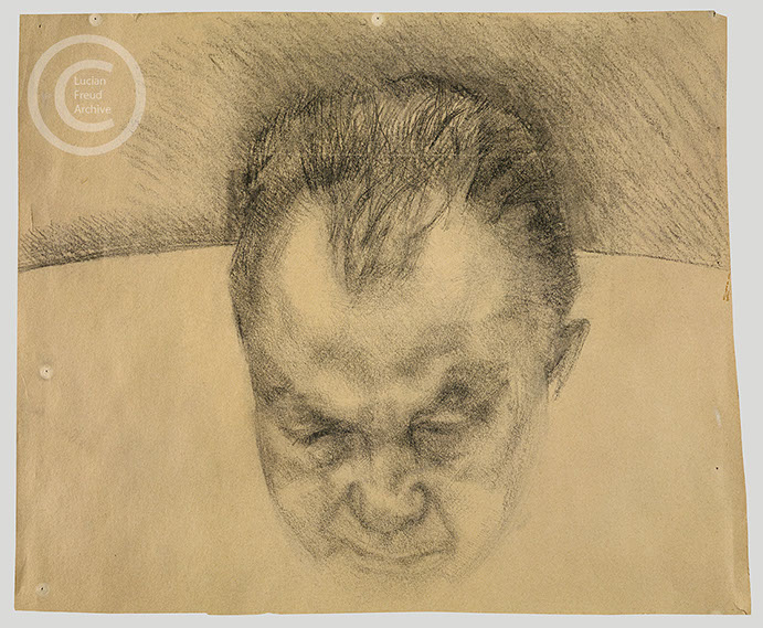 Lucian Freud 'Head of Bruce Bernard' 1985 Charcoal on Paper 47.6cmx64.7cm