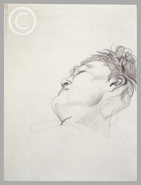 Lucian Freud 'Head Resting' late 1970's Pencil on Paper 48cmx36cm
