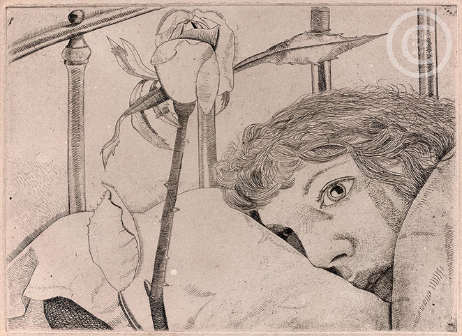 Lucian Freud "Ill in Paris" 1948 Etching (ed of 10) 12.7cmx17.8cm
