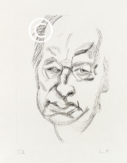 Lucian Freud "Lawrence Gowing 1st version" 1982 Etching (2 proofs only) 40.7cmx32.6cm