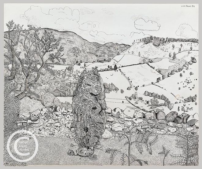 Lucian Freud 'Loch Ness from Drumnadrochit' 1943 Ink on Paper 39.7cmx45.4cm