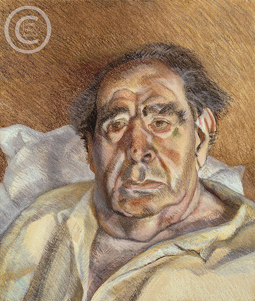 Lucian Freud 'Lord Goodman' 1986-1987 Pastel and Charcoal on Paper 65.5cmx55.5cm.