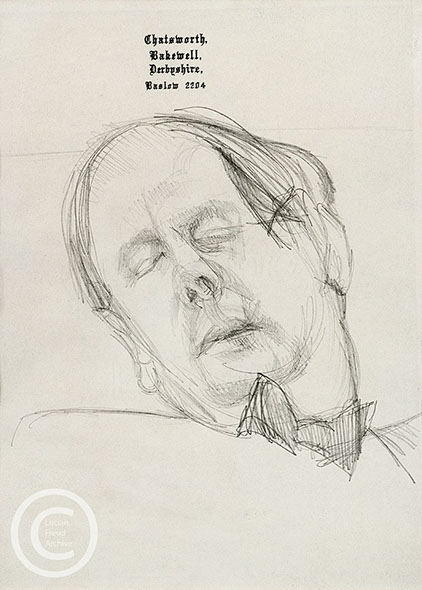 Lucian Freud 'Man Sleeping' 1959 Pencil on Paper 21cmx14.9cm