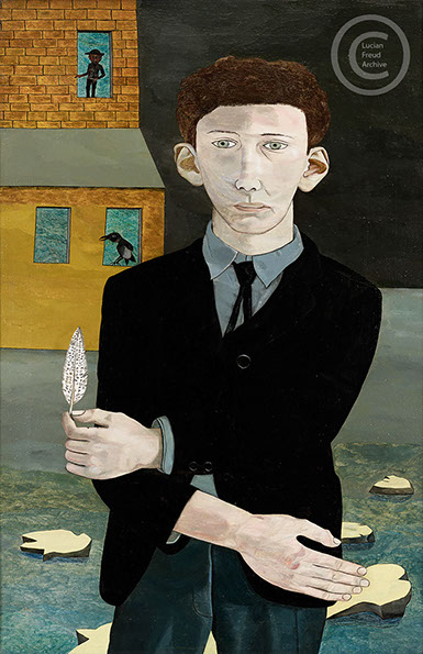 Lucian Freud "Man with a Feather (Self-portrait)"  1943  Oil on Canvas  76.2cm x 50.8cm 
