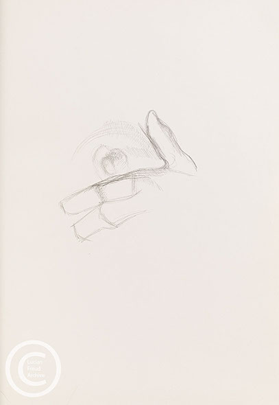 Lucian Freud 'Model Holding Breast (ll)' 2001 Pencil on paper  41cmx28.5cm