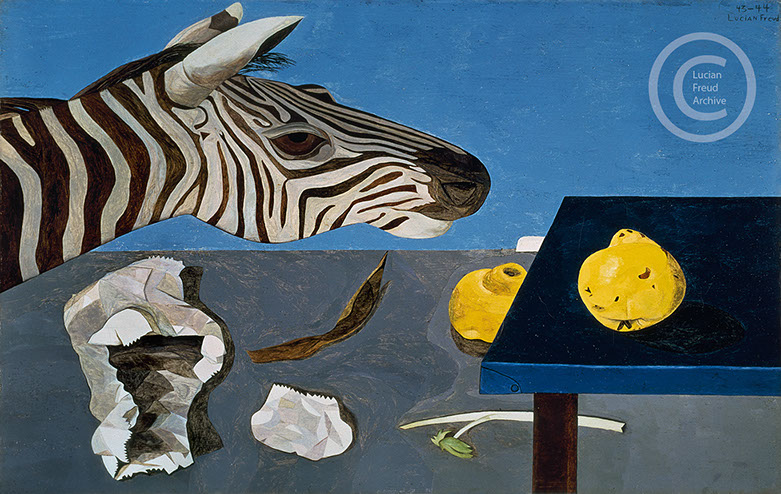 Lucian Freud "Quince on a Blue Table"  1943-44  Oil on Canvas  36.8cm x 58.4cm 