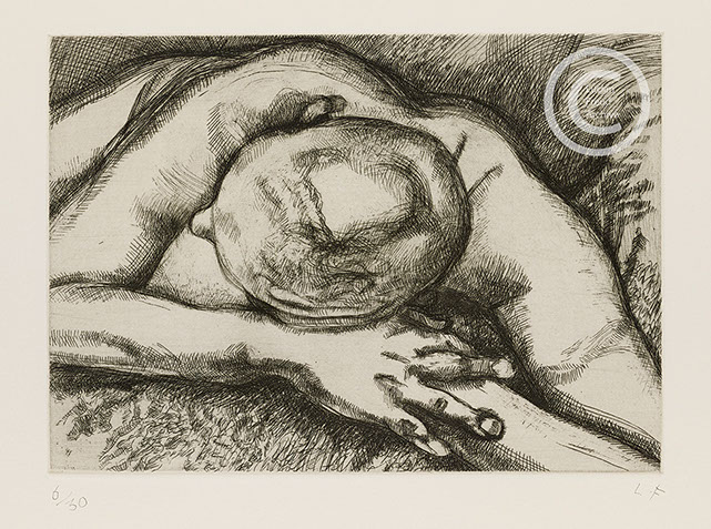 Lucian Freud "Reclining Figure" 1994 Etching with Drypoint (ed of 30) 17cmx24.6cm