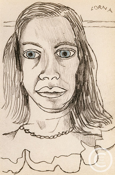 Lucian Freud 'Small Head (l)' 1944 Conte and Crayon on paper 18.4cmx12.1cm