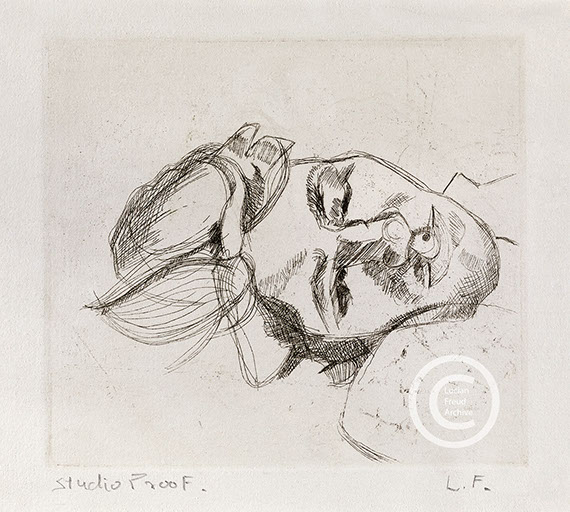 Lucian Freud "Small Head" 1982 Etching (4 Proofs) 11.4cmx12.7cm