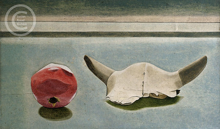 Lucian freud "Still Life with Horns"  1946-1947   Oil on Panel  15.2cm x 25.4cm