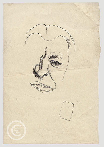 Lucian Freud 'The Painter's Father (l)' c1965 Ink on Paper 21.2cmx14.5cm