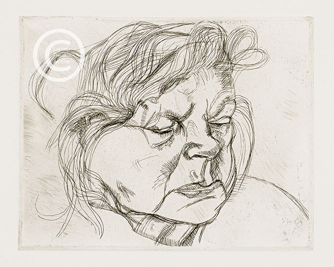 Lucian Freud "The Painter's Mother (2nd version)" 1982 Etching (2 proofs) 14cmx16.8cm