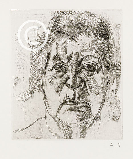 Lucian Freud "The Painter's Mother (final version)" 1982 Etching (ed of 25) 15.2cmx12.7cm