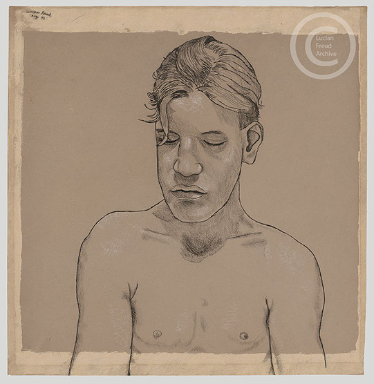 Lucian Freud 'Tired Boy' 1943 Charcoal on paper 36cmx35.5cm