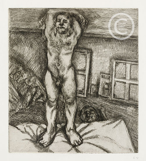 Lucian Freud "Two Men in the Studio" 1989 Etching (ed of 25) 22.9cmx20.3cm