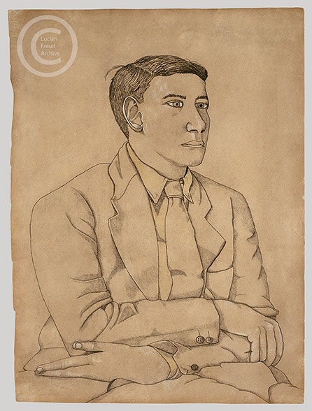 Lucian Freud 'Young Man with Arms Folded' 1944 Conte and Crayon on Paper 50cmx33cm